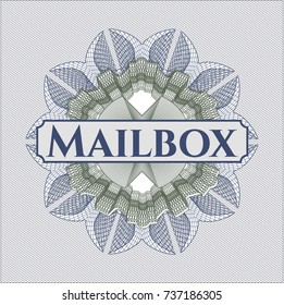 Blue and green rosette with text Mailbox inside