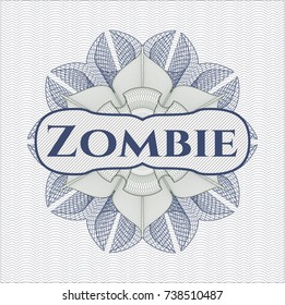 Blue and green rosette with text Zombie inside