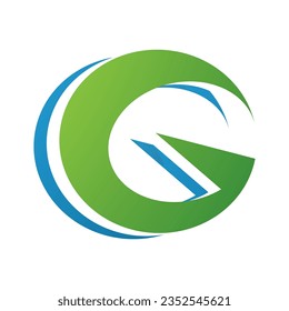 Blue and Green Round Layered Letter G Icon on a White Background