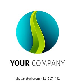 Blue and green round Logo