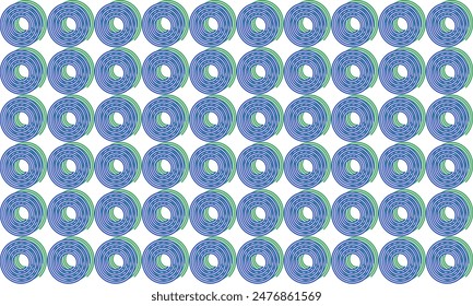 Blue and green seamless pattern with circles, Fuzzy spin spiral block repeat seamless pattern, design for fabric print or wallpaper, checkerboard, chessboard, check