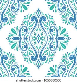 Blue and green seamless pattern. Geometric. Ornament, minimal. Traditional, Ethnic, Arabic, Turkish, Indian motifs. Great for fabric and textile, wallpaper, packaging or any desired idea. 