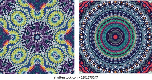 fondo de teja azul verde sin costuras estilo árabe, tema mexicano talavera mandala diseño de arte indio