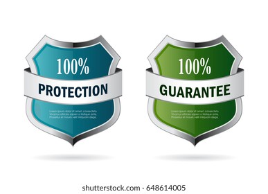 Blue and green secure shield icon vector illustration isolated on white background. Abstract flat web design elements for website, app or infographics materials.