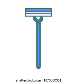 Blue and green shaver Flat vector isolated illustration