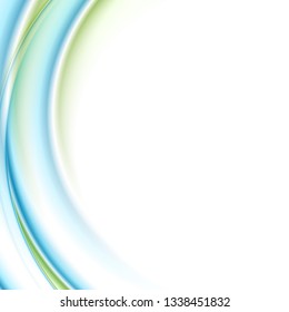 Blue and green smooth liquid waves abstract background. Vector design