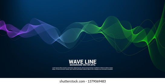 Blue and green Sound wave line curve on dark background. Element for theme technology futuristic vector