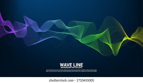 Blue And Green Sound Wave Line Curve On Dark Background. Element For Theme Technology Futuristic Vector