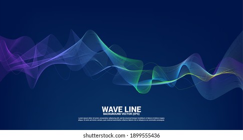 Blue and green Sound wave line curve on dark background. Element for theme technology futuristic vector