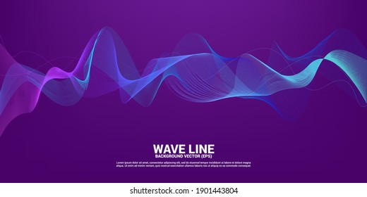 Blue and green Sound wave line curve on dark background. Element for theme technology futuristic vector