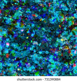 Blue and green splatter seamless pattern. Like underwater texture with bubbles. Abstract vector background for web page, banners, fabric, home decor, wrapping 