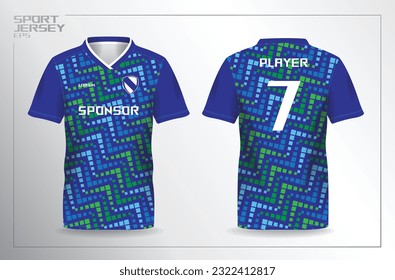 blue green sport jersey for football and soccer shirt template