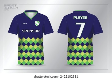 blue green sport jersey for football or soccer shirt mockup template