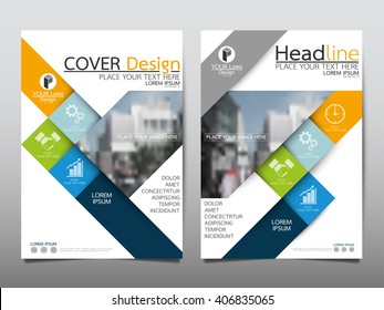Blue and green square annual report brochure flyer design template vector, Leaflet cover presentation abstract flat background, layout in A4 size