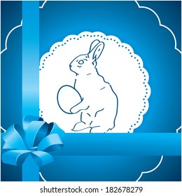 blue green square background with Easter bunny