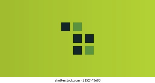 Blue and Green Squares Pattern on Green Background - Brochure, Leaflet, Front Page Template with Copyspace, Place for Your Text - Illustration in Editable Vector Format