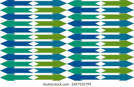 blue and green striped background, arrow diamond set of geometric patterns, 70's year themes vintage blue green strip repeat pattern, replete image design for fabric pattern or wallpaper