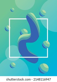 Blue and green striped three-dimensional border vector background