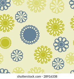 Blue and green stylized flowers pattern