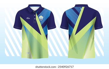 camisa de sublimação azul e verde para modelo de camisa esporte polo