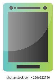 Blue and green tablet vector icon illustration on a white background