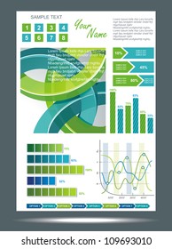 Blue and green technological banner with Information Graphics . Vector illustration