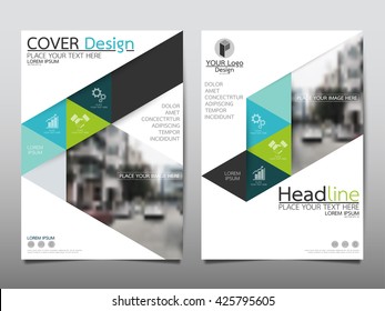 Blue and green technology triangle annual report brochure flyer design template vector, Leaflet cover presentation abstract geometric background, layout in A4 size