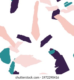 Blue and Green Terrazzo Wall Vector Seamless Pattern. Venetian Terrazzo Tile Pattern. Indigo and Gray Colorful Design.