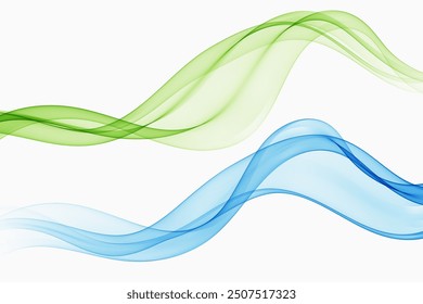 Blue and green transparent wave flow. Abstract wave background