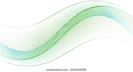 Blue and green transparent wave flow. vector