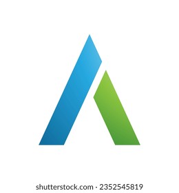 Blue and Green Trapezium Shaped Letter A Icon on a White Background