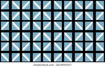 Blue green triangle grid diamond pattern with black border and white diagonal line repeat seam less pattern design for fabric print or wrapping package