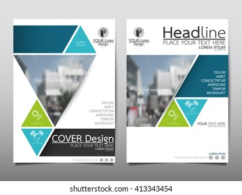 Blue And Green Triangle Technology Annual Report Brochure Flyer Design Template Vector, Leaflet Cover Presentation Abstract Flat Background, Layout In A4 Size