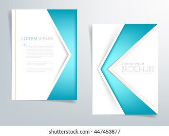 Blue green turquoise Triangle brochure template flyer background and header design with white space for text and message in A4 size , Vector