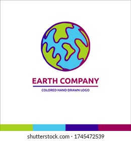 Blue and green univerce vector earth planet cartoon illustration cosmos logo