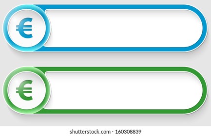 blue and green vector abstract buttons with euro sign