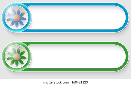 blue and green vector abstract buttons with flowers