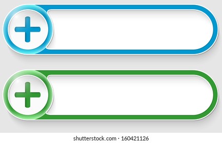 blue and green vector abstract buttons with plus sign