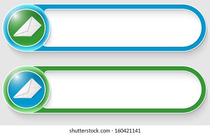 blue and green vector abstract buttons with envelope