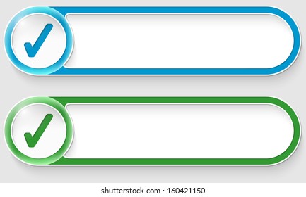 blue and green vector abstract buttons with check box