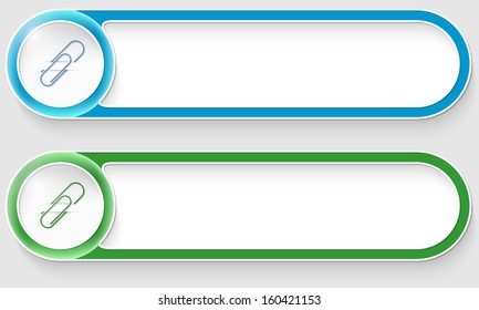 blue and green vector abstract buttons with paper clip