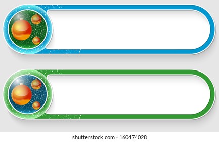 blue and green vector abstract buttons with a Christmas balls