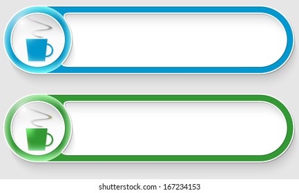 blue and green vector abstract buttons with cup of coffee