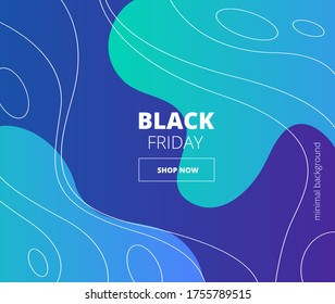 blue green vector banner with wavy lines and the inscription black friday