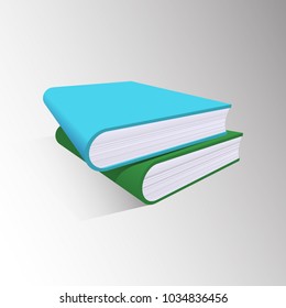Blue and green vector books.  Study and knowledge, library and education, science and literature. 
