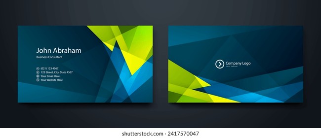 Blue and green vector elegant minimal and luxury business card template with shapes