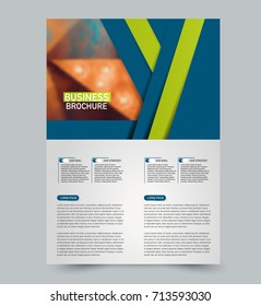 Blue and green vector flyer template. Abstract brochure background design. Annual report cover. For business, education, advertisement