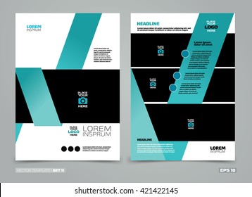 Blue and green Vector Leaflet Brochure Flyer template flat design, book cover layout design, Abstract blue presentation templates