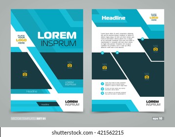 Blue and green Vector Leaflet Brochure. Flyer template flat design. Book cover layout design, Abstract blue presentation templates