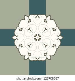 Blue green Vector ornate frame with sample text. Perfect as invitation or announcement. Background pattern is included as seamless. All pieces are separate. Easy to change colors and edit.